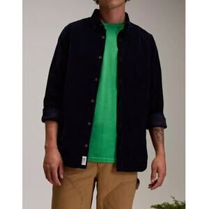 Alpine Design Men's Deep Navy Corduroy Button Down Shirt Size S